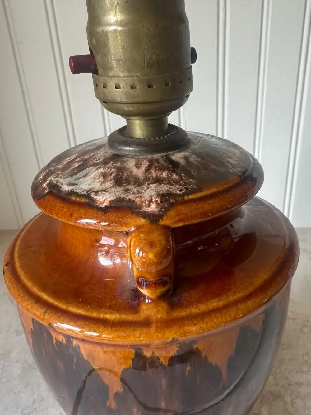 Brush McCoy Pottery Onyx Drip Glaze Urn Table Lamp Brown Arts & Crafts 1920s 30s